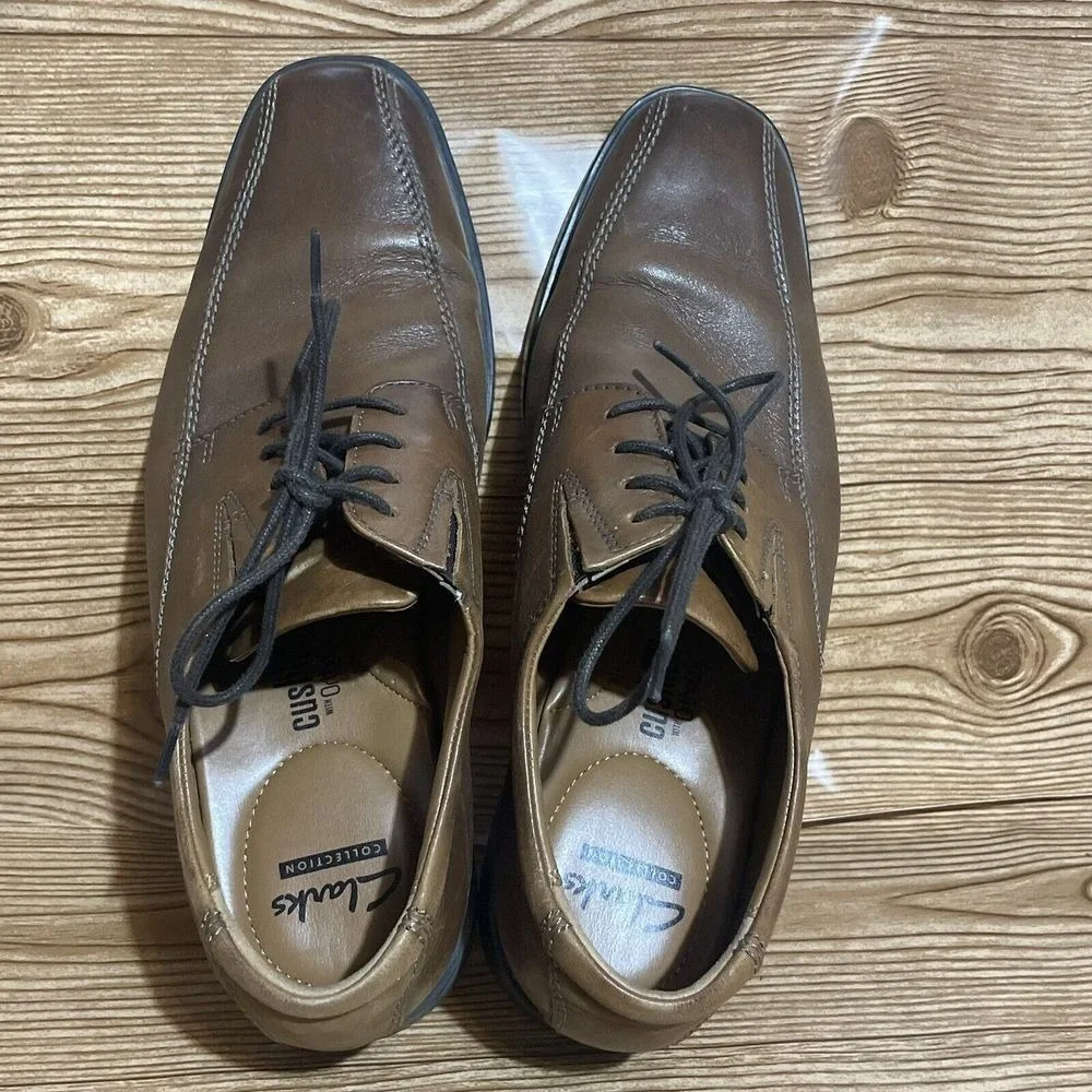 Clarks Oxford Shoes Men's 9M Tilden Walk Dress Business Casual Tan Leather